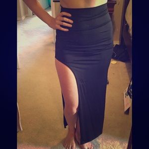 High Waisted Side Open Long Maxi Dress Long Skirt