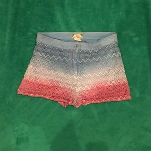 High waisted ombré crochet shorts