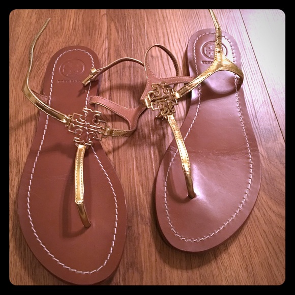 Tory Burch, gold logo sandals