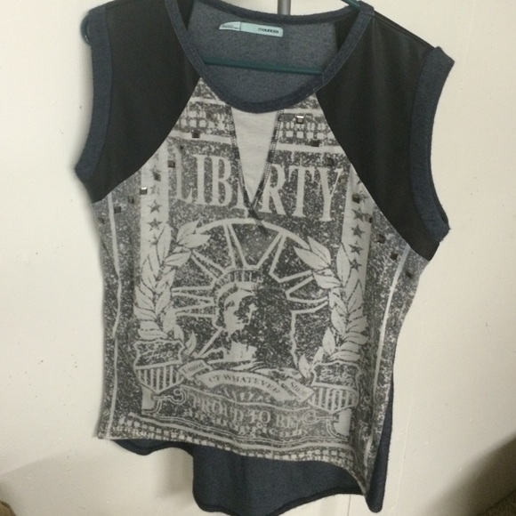Liberty graphic print t with faux leather