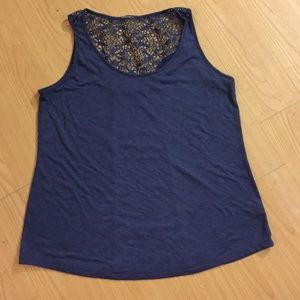 Blue Tank Top with crochet back