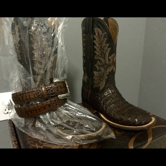 Mens Lucchese boots with matching belt