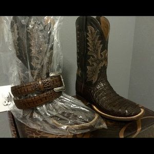 Mens Lucchese boots with matching belt
