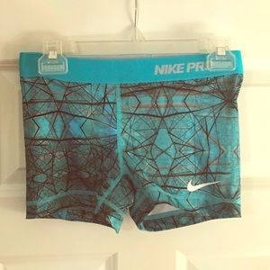 Nike blue patterned spandex shorts