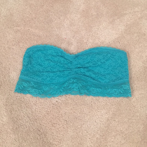 Blue aerie lace strapless bralette