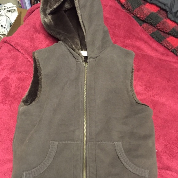 Brown Faux Fur Hooded Vest