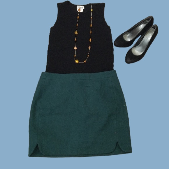 Hunter green wool skirt from J. Crew