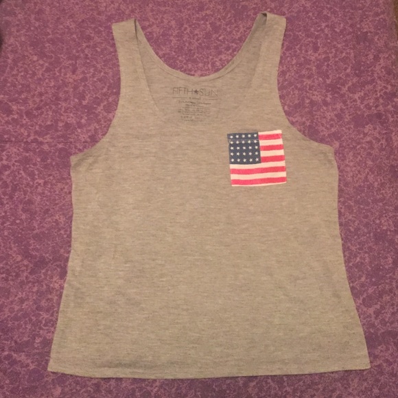 American flag grey tank top