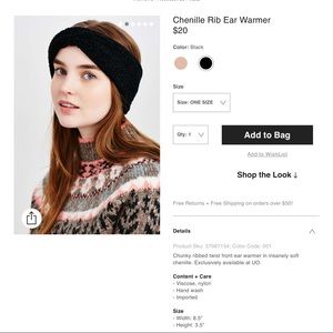 Urban outfitters chenille rib earwarmer