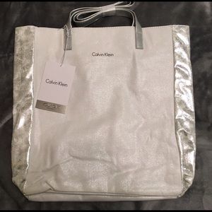 White & Silver CK Tote Bag