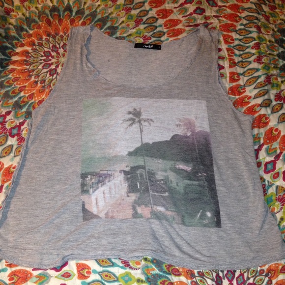 Grey palm tree crop top size small!