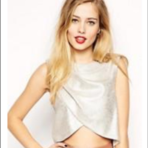 Asos Pleat Front Wrap Crop Top