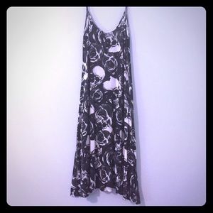 Rose and Skull Print Swing Dress