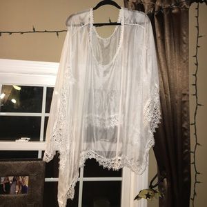 Sheer lace trim cover up