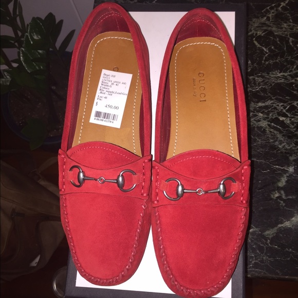 Brand new w box Gucci driving shoes in red suede - Picture 1 of 4