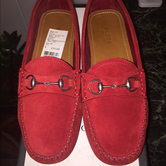 Brand new w box Gucci driving shoes in red suede - Picture 2 of 4