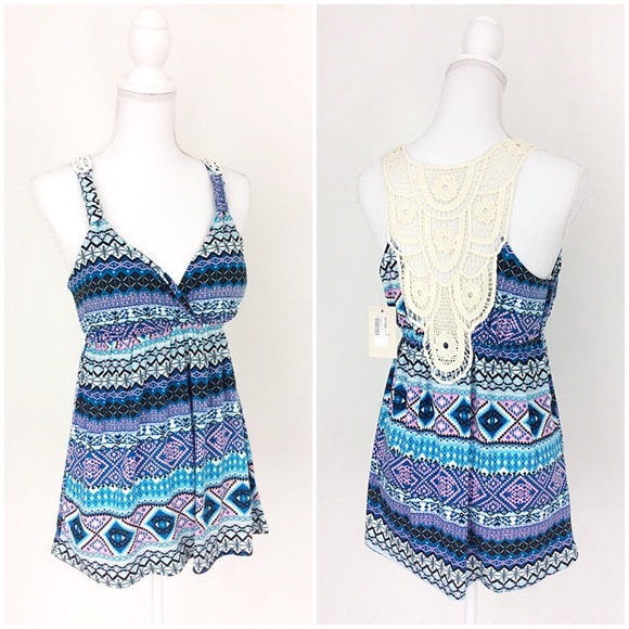 Sweet Sleeveless Crochet Back Bra Top Tunic Large