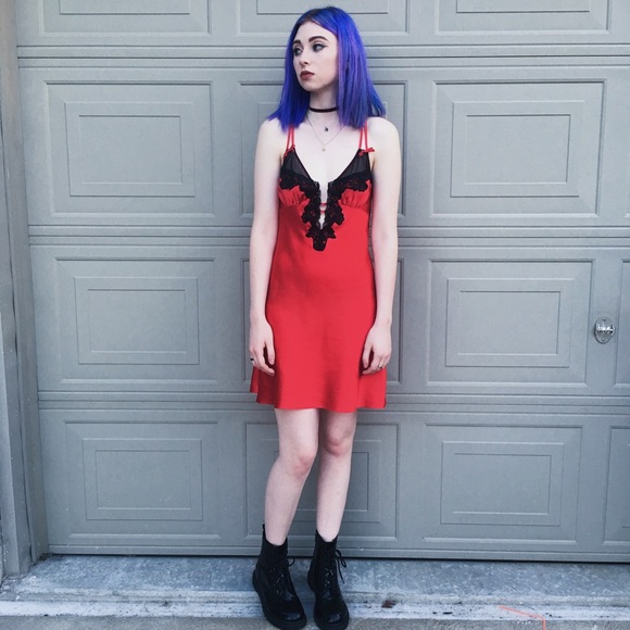 Red silk slip/lingerie dress