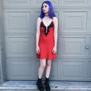 Red silk slip/lingerie dress