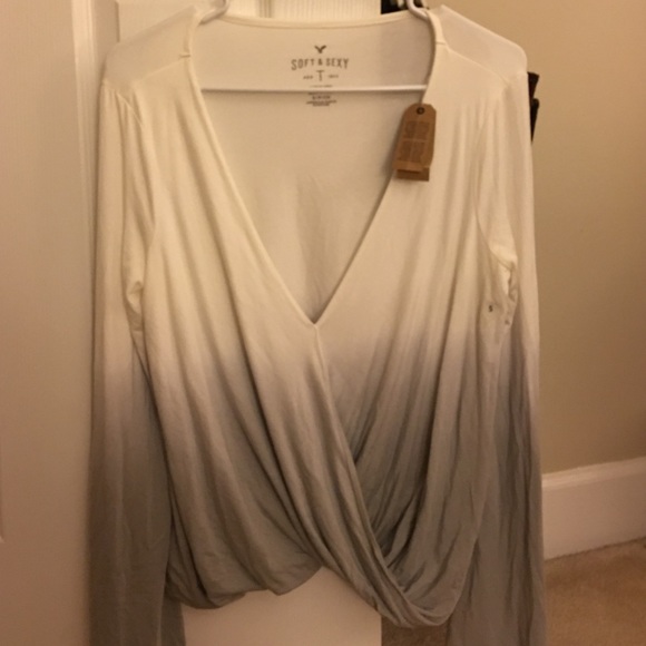 Ombré white & grey American eagle shirt