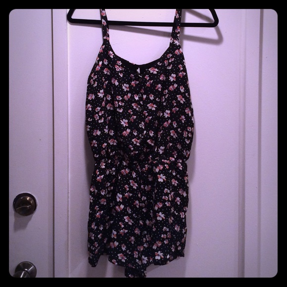 Flower shorts romper-Urban Outfitters