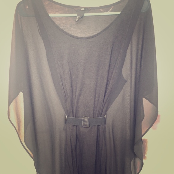 Black H&M belted mini dress
