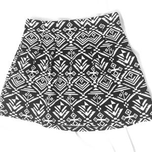 black and white skirt with tribal pattern