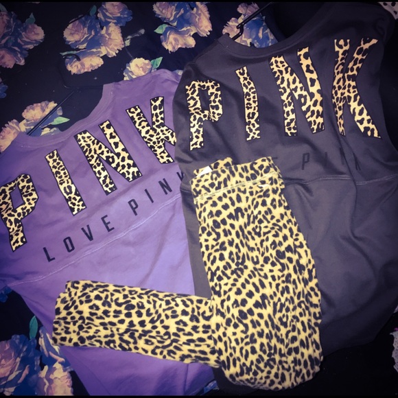 VS PINK RARE LEOPARD CREWS&LEGGINGS - TRADING :) - Picture 1 of 4
