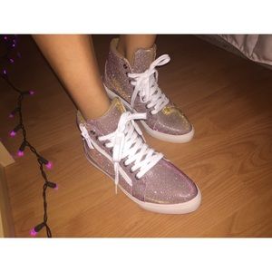 Sparkly Gold/ Pink/ Nude High Top Sneakers