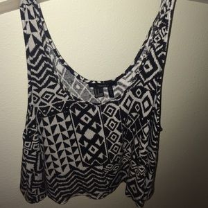 black and white tribal print flowy tank top