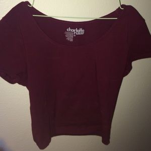 maroon fitted crop top
