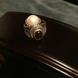 Sterling silver and garnet ring.