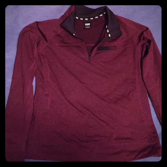 Victoria's Secret PINK  1/4 Zip Sweater, Maroon, L