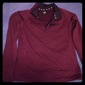 Victoria's Secret PINK  1/4 Zip Sweater, Maroon, L