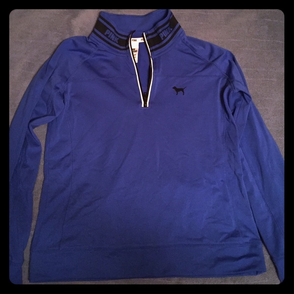 Victoria's Secret PINK, 1/4 Zip Sweater, Blue, L