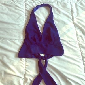 Dark blue crop top halter
