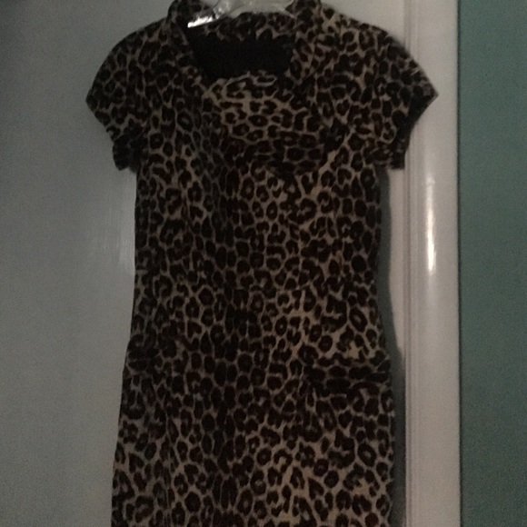 Etcetera velvety leopard print dress with pockets