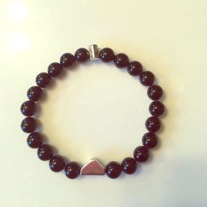 Black beaded/sterling silver stretchy bracelet