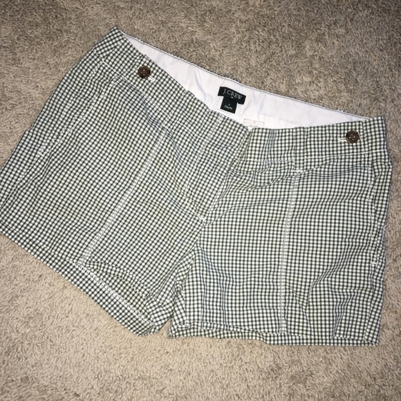 J Crew City Fit size 2 green checkered shorts