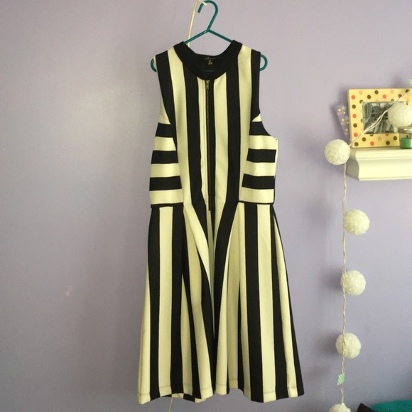 Black and White Vertical Striped Dress