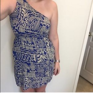 Francesca's One Shoulder Aztec Print Dress