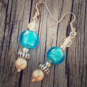 Glass and pearl earrings