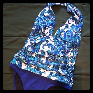 EUC Chaps halter one-piece swimsuit. Size 10