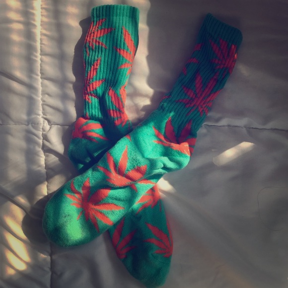Orange and mint green HUF socks