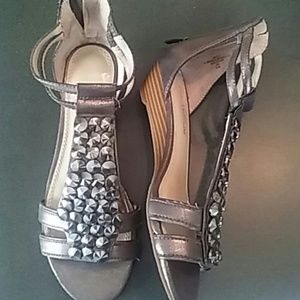 Leather Enzo Angiolini Wedge Gladiator Sandals