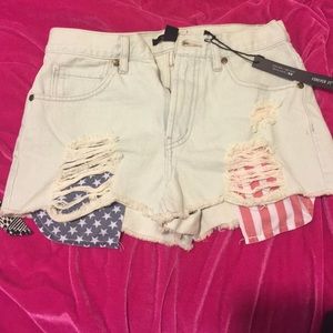 Forever 21 American flag high waisted denim shorts