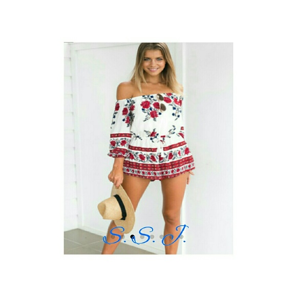 boutique Pants - Gorgeous flower tribal print romper