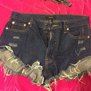Forever 21 high waisted dark wash denim shorts