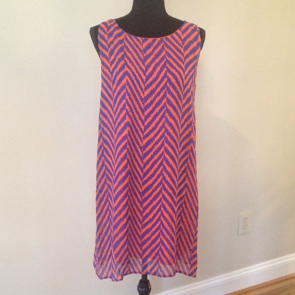 NWOT Red & Blue Sleeveless Tunic Dress