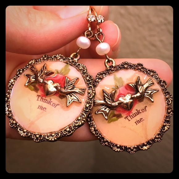 Betsy Johnson vintage rose "Think of Me" earrings